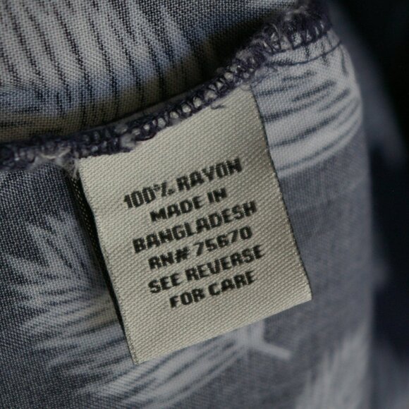 Nickel & Iron Blue and White Button Shirt with Palm Pattern - Picture 5 of 5